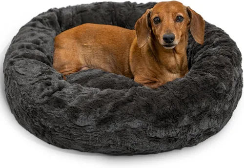 Vista 96 de Best Friends by Sheri - The Original Calming Donut - Cama calmante en forma de dona para perros y gatos - Pelo largo, azul bebé, M, 30 x 30 pulgadas