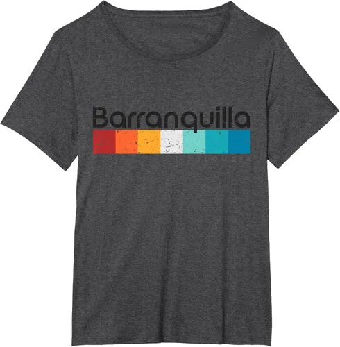 Vista 31 de Barranquilla Colombia - Camiseta de diseño vintage de estilo retro, Blanco, S