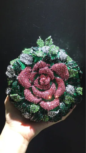 Vista 3 de Bolso de mano personalizado para mujer, con diamantes de imitación, calabaza, helado, mariposa, búho, cisne, bolsa de noche, Rosa (Swan Pink)