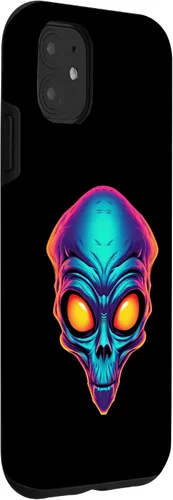 Vista 12 de iPhone 13 Pro Max Scary Alien Face UFO Alien Head Funny Alien Case