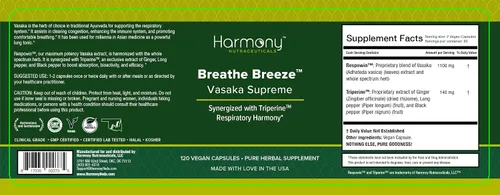 Vista 2 de Vasaka Sinergizado con Triperina Ayurvedic Herbal Respiratory Care 120 Cápsulas