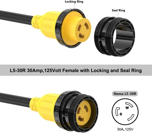 Vista 5 de Marine Shore Cable adaptador de corriente de 50 amperios a 30 amperios NEMA SS2-50P a L5-30R