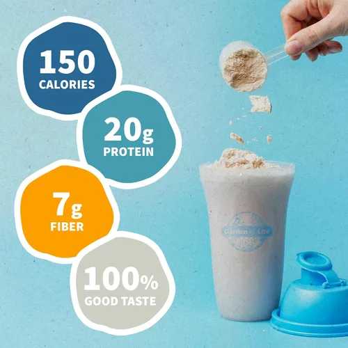 Vista 7 de Garden of Life Proteína en polvo vegana orgánica sin sabor 0.78 oz de proteína cruda completa a base de plantas y proteína vegana en polvo, batidos