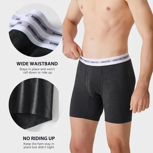 Vista 3 de BAMBOO COOL Men's Underwear Boxer Briefs 4 Pack Breathable Soft Underwear For Men