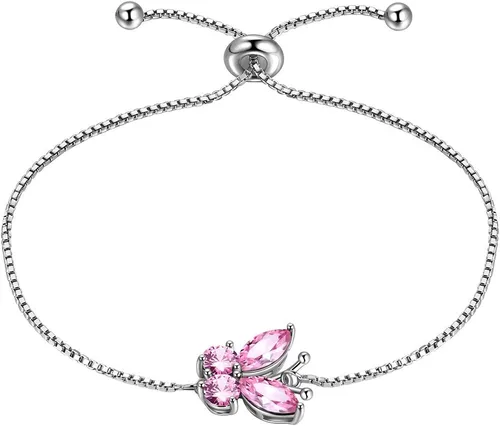 Vista 20 de Aurora Tears Pulsera de piedra natal de mariposa – Pulsera de plata de ley 925 para mujer, regalo de cumpleaños para mujer A. Enero