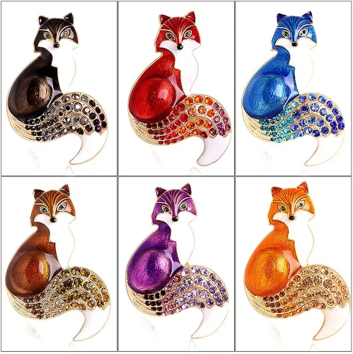 Vista 5 de Lindo Animal esmalte Fox Broche Pines Accesorio para Mochilas Insignias Sombreros Bolsas para Mujeres Niñas Niños