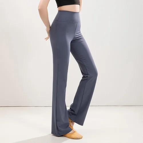 Vista 4 de Leggings de yoga sólidos de cintura alta para mujer, pierna acampanada, corte de bota, pantalones deportivos, pantalones moldeadores de cuerpo, ropa