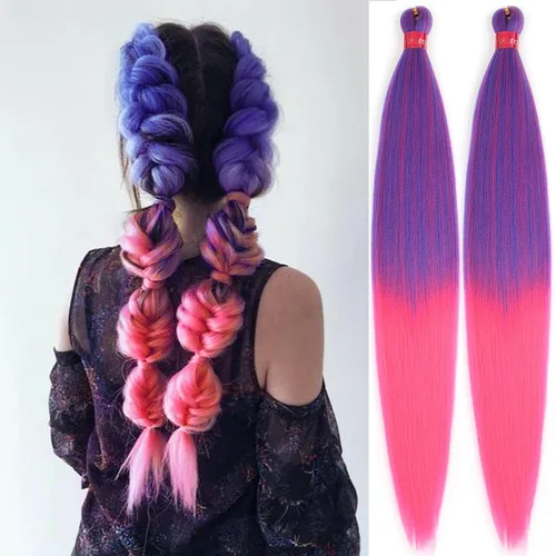 Vista 44 de Cabello trenzado verde con lentejuelas de 26 pulgadas, preestirado, trenzas de textura Yaki, extensiones de cabello pre plumadas, 3 paquetes, fácil