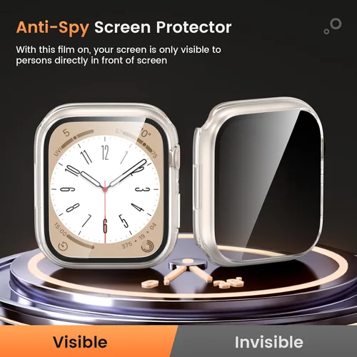 Vista 3 de Goton Funda impermeable con privacidad para Apple Watch, protector de pantalla, película de vidrio templado anti-espía, cubierta iWatch, carcasa