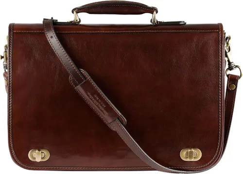 Vista 8 de Time Resistance Maletín de cuero para hombres - Maletín para laptop de cuero italiano de grano completo - Bolso de mensajero - Caja de regalo