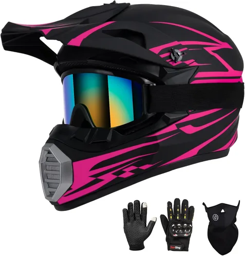 Vista 16 de Casco de motocross para niños y jóvenes aprobado por DOT, Casco de cara completa para ATV, moto de todoterreno y bicicleta de tierra para adultos