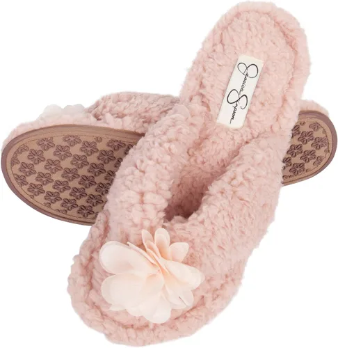 Vista 8 de Jessica Simpson - Pantuflas de espuma viscoelástica, afelpadas, para mujer, con suela antideslizante