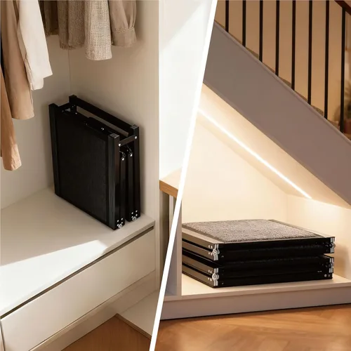 Vista 5 de Rampa para perros para automóvil, escalera plegable portátil para mascotas con superficie antideslizante de hasta 250 libras, capacidad de carga al