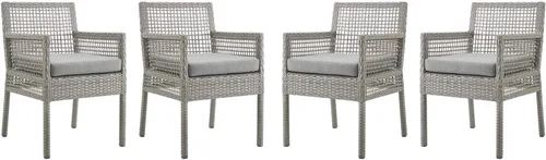 Vista 12 de Modway Aura Piece - Juego de mimbre para exteriores, gris gris