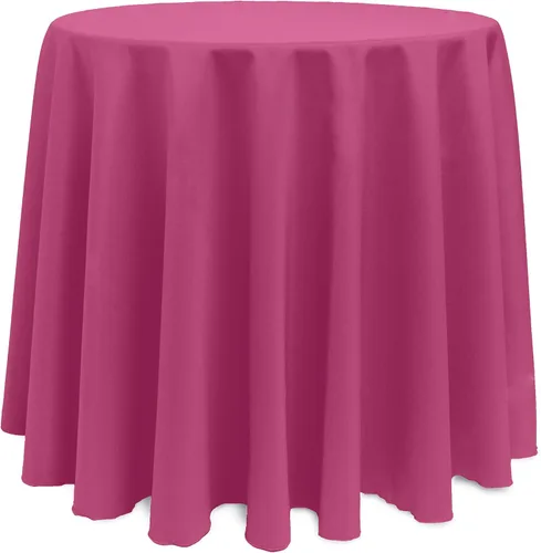 Vista 22 de ULTIMATE TEXTILE Mantel redondo de lino de poliéster de 120 pulgadas, color rosa neón