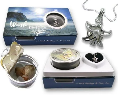 Vista 2 de Pearlina Wish Upon a Star - Juego de collar de plata de ley cultivada con perlas de deseos en ostras, 18 pulgadas, Perla