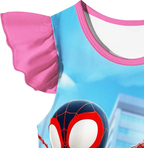 Vista 3 de sunmond Super Hero Dress Costume For Girls Toddler Casual Dress Cartoon Kids Costume