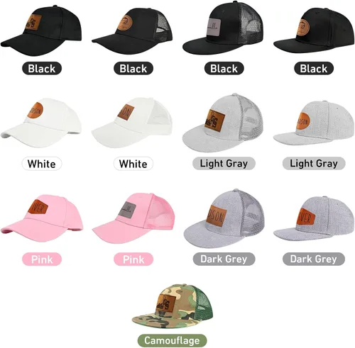 Vista 6 de Gorra de béisbol con nombre personalizado, regalos personalizados, con parche de cuero, gorro de camionero para niños y niñas de 0 a 3 años
