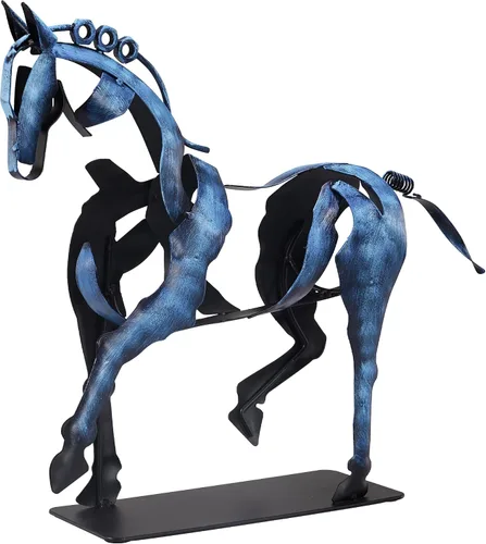 Vista 10 de SunBlogs Art Estatua de caballo hecha a mano, decoración rústica única para oficina y hogar, escultura de metal 100% pintada a mano, regalo perfecto