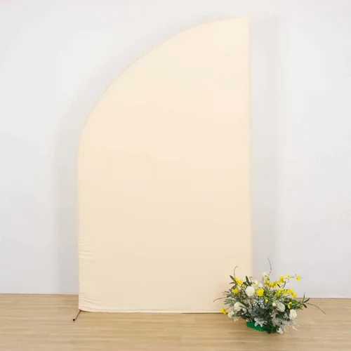 Vista 191 de Efavormart - Juego de 4 fundas de elastano beige para arco de media luna, fundas de telón de fondo Chiara de 2.5 pies a 7 pies para escenarios