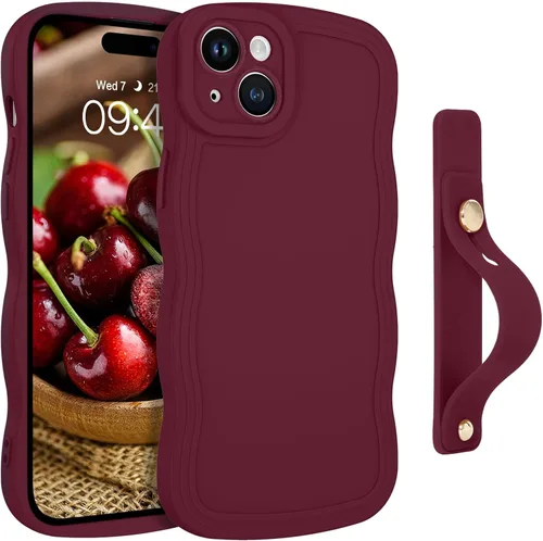 Vista 12 de GUAGUA Funda para iPhone SE 2022/2020, Funda para Teléfono iPhone 7/8 Diseño Lindo de Forma de Onda Rizada TPU Suave con Correa de Muñeca Soporte