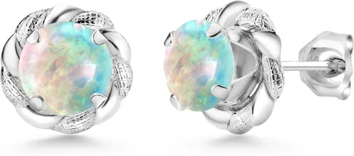 Vista 118 de Gem Stone King Aretes de plata de ley 925 de 0.236 in con piedra natal redonda para mujer