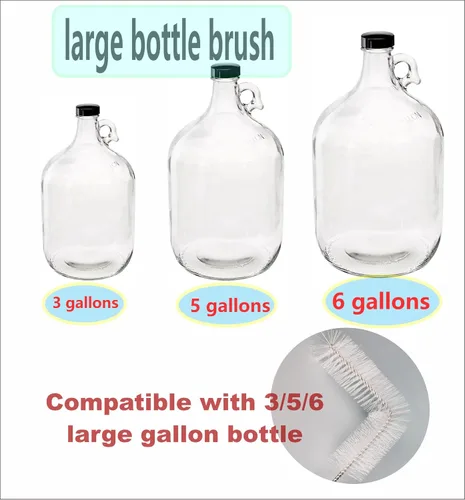 Vista 3 de Cepillo Carboy, 2 piezas de cepillos de nailon de 30 pulgadas y cepillos de acero inoxidable con mango extendido para botellas de agua de 3, 5, 6