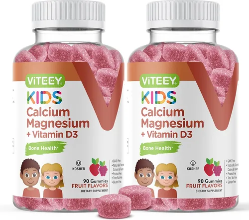 Vista 7 de VITEEY Gomitas de calcio para niños + vitamina D3 y citrato de magnesio para niños y adolescentes – Apoya la salud ósea, el apoyo inmunológico