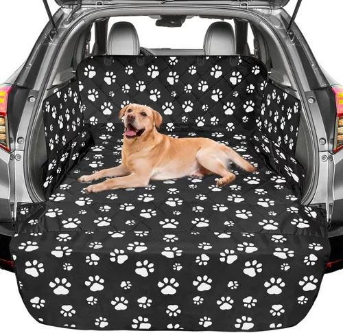 Vista 13 de F-color Funda para compartimiento de carga para SUV para perros - Forro de carga para mascotas impermeable con solapas laterales, cubierta de carga