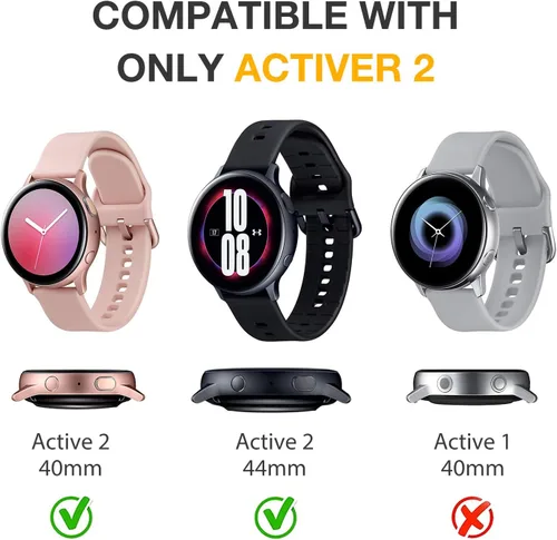 Vista 2 de Paquete de 4 fundas protectoras de pantalla compatibles con Samsung Galaxy Watch Active 2 de 1.575 pulgadas (1.575 pulgadas) de silicona protectora