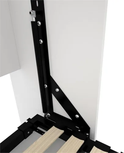 Vista 3 de Pemberly Row Cama de pared de doble montaje tamaño Queen con listones de madera en madera, en blanco, no necesita somier, fácil montaje