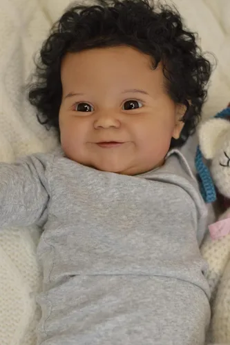 Vista 3 de Angelbaby Muñeca de Bebé Reborn Afroamericano Realista Niño Negro, 20 pulgadas de Vida Real Silicona Suave con Peso Sonrisa Muñeca de Bebé Recién