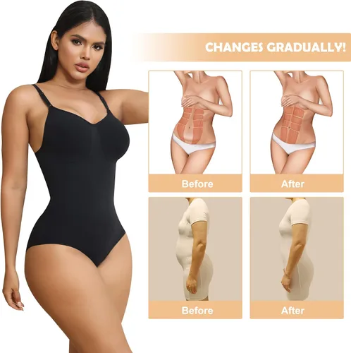 Vista 7 de Body moldeador para mujer, con control de abdomen, sin costuras, esculpiente, moldeador, camiseta sin mangas