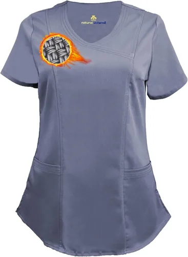 Vista 12 de M&M SCRUBS Camiseta quirúrgica elástica ultra suave con cuello caído y 2 bolsillos para mujer Negro