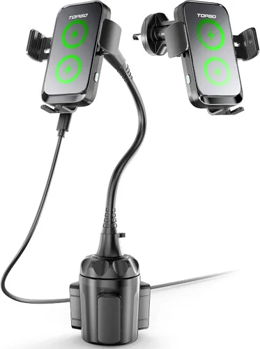 Vista 7 de Soporte de Portavasos para Auto, Soporte Universal Ajustable de Cuello de Cisne para Celular, Soporte de Coche para iPhone 14, Samsung, LG (Negro)