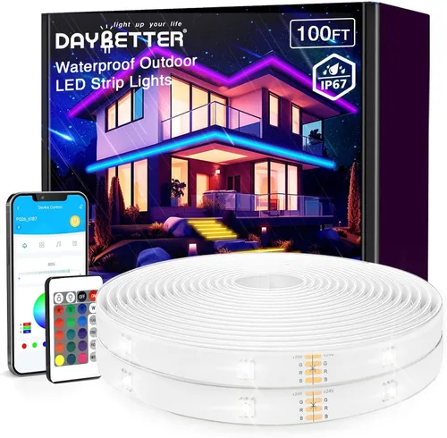 Vista 10 de DAYBETTER Tira de luces LED de 16.4 pies que cambian de color impermeable con control remoto