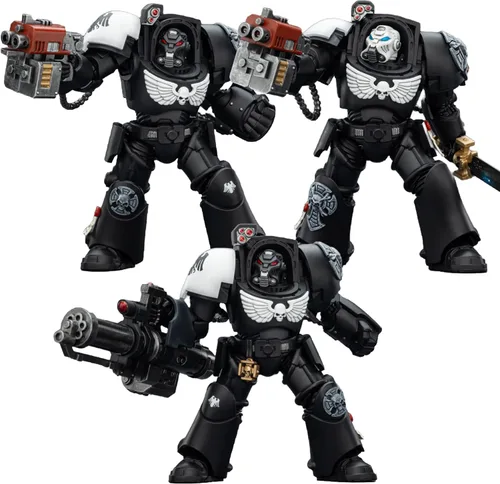 Vista 26 de JOYTOY Black Templars Warhammer 40k 1/18 Figura de acción Black Templars Terminator 1 con espada de poder y bolter de tormenta, regalos