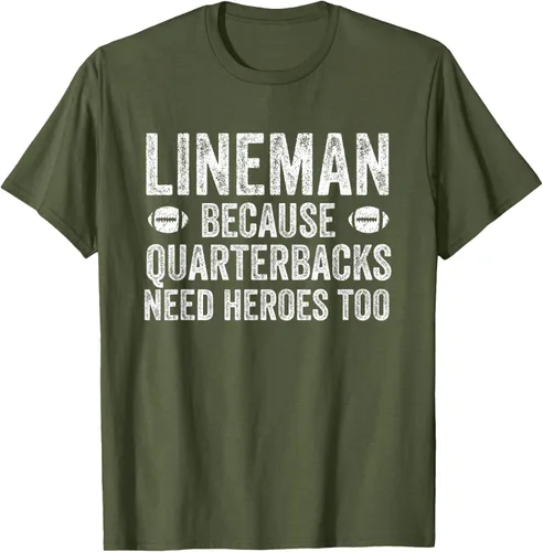Vista 57 de Lineman Because Quarterbacks Need Heroes Camiseta de fútbol linieros S Negro