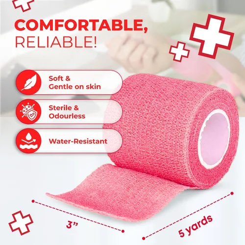 Vista 3 de Vendajes autoadherentes cohesivos de 3 x 5 in, multicolor, de Ever Ready First Aid, 6