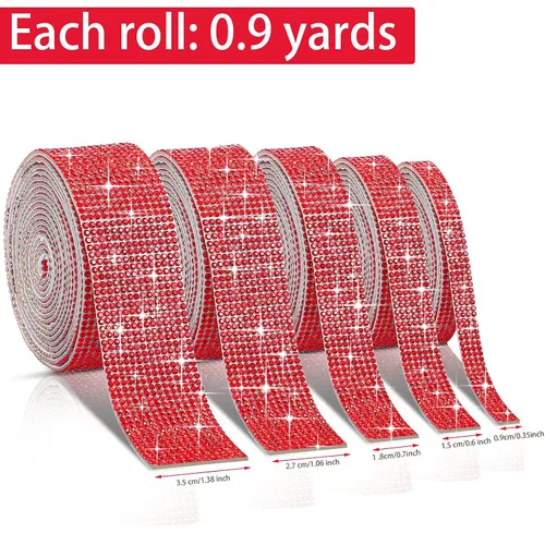Vista 2 de 5 rollos de cinta autoadhesiva con diamantes de imitación de cristal para manualidades con diamantes de imitación de 0.079 pulgadas (0.079 in), 4.5