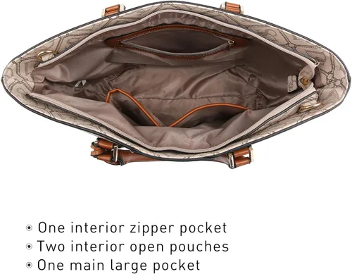 Vista 4 de DASEIN - Bolsa de mano para mujer, bolsa tipo bandolera, asa superior, bolsa plana para trabajar