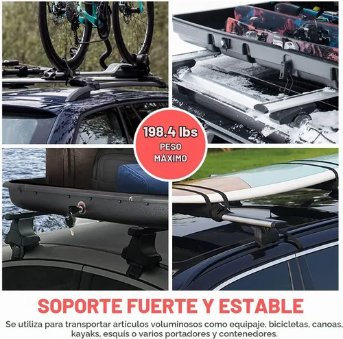 Vista 6 de J2 Engineering J2-RR-120-WH - Par de portaequipajes de aluminio de 49 pulgadas para rieles elevados con bordes en ángulo, universal, ajustable de 32