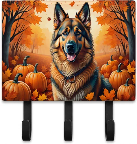 Vista 30 de Affenpinscher - Correa de otoño o llavero Affenpinscher Fall artwork on ceramic tile with three steel hooks for keys, leashes, towels