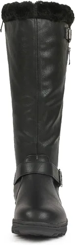 Vista 3 de DREAM PAIRS Botas altas hasta la rodilla con cierre de cremallera totalmente forradas de piel para mujer Nieve