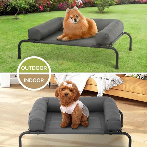 Vista 10 de MoNiBloom Cama elevada para perros para exteriores con cojín extraíble, cama elevada portátil para perros al aire libre con pies antideslizantes