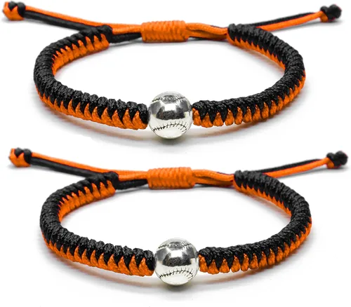 Vista 10 de Pulseras trenzadas hechas a mano, regalos de béisbol para niños, pulseras ajustables con cuentas de béisbol, pulseras de béisbol inspiradoras