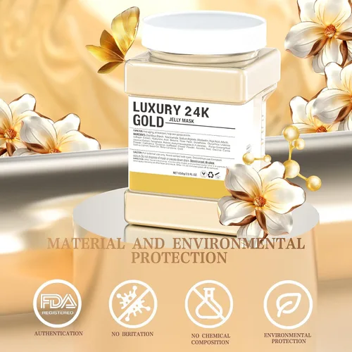Vista 6 de Mascarilla de gelatina en polvo para faciales, oro de 24 quilates, antienvejecimiento y reafirmante, mascarilla hidratante para iluminar