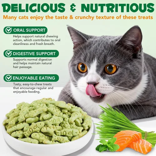 Vista 4 de Golosinas de hierba para gatos, golosinas para control de bolas de pelo en interiores, delicioso palo de dentición de hierba para quitar bolas
