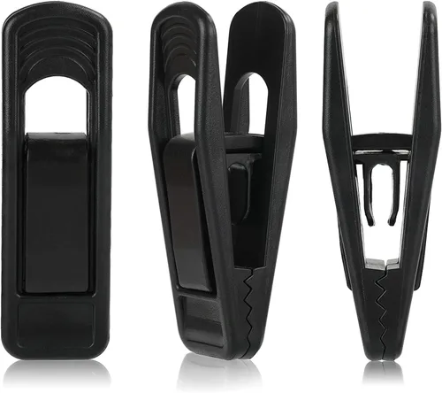 Vista 8 de Tinfol Clips de plástico negro, paquete de 20 clips para dedos, clip de agarre fuerte multiusos para perchas de ropa de línea delgada
