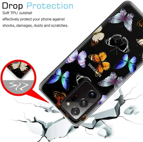 Vista 7 de Funda para Galaxy Note 20 Ultra 5G, para Samsung Note 20 Ultra Linda, funda transparente flexible de TPU de goma suave de silicona para Samsung
